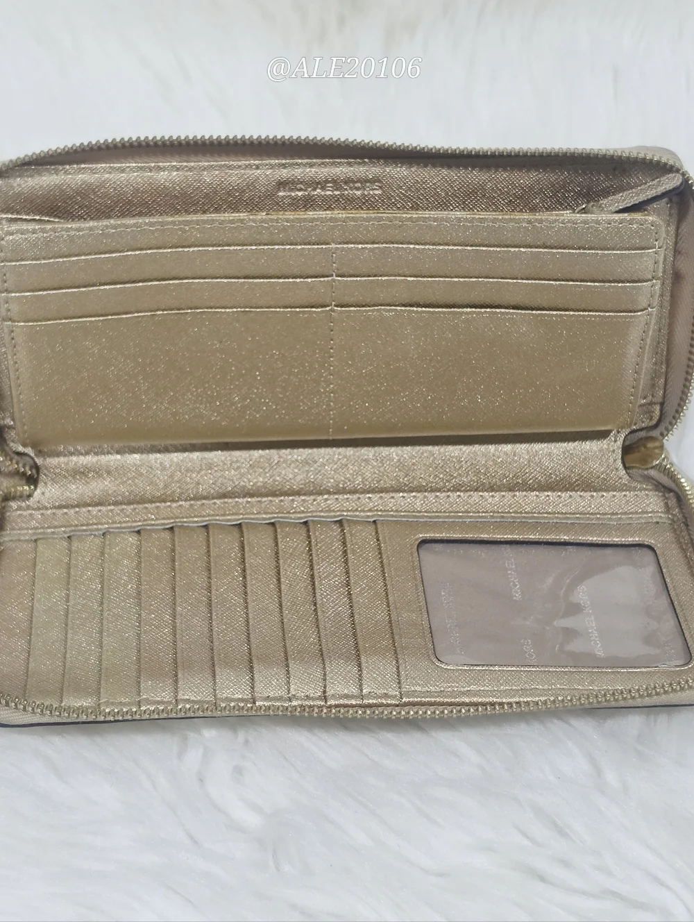Michael Kors Gold Zip Around Wallet Wristlet Saffiano Leather Clutch